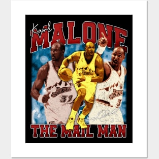 Karl Malone The Mail Man Basketball Legend Signature Vintage Retro 80s 90s Bootleg Rap Style Posters and Art